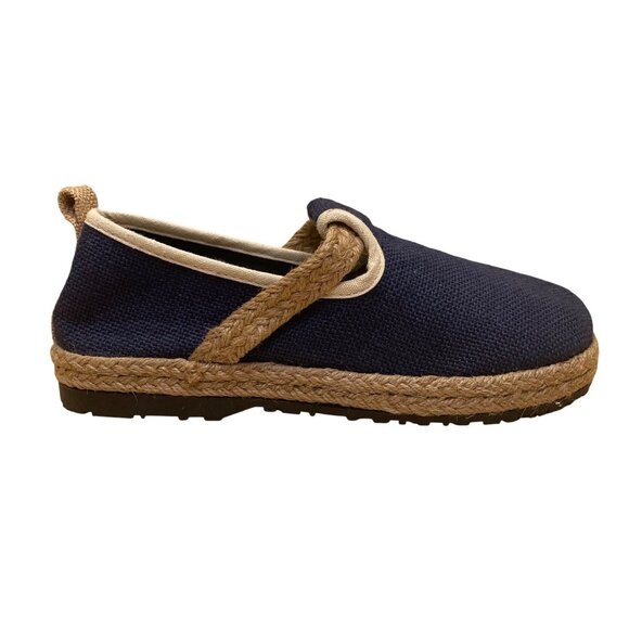 Espadrille Style Women’s Navy & Natural Canvas Slip-On Shoes Size EU37/US7 - Picture 1 of 8